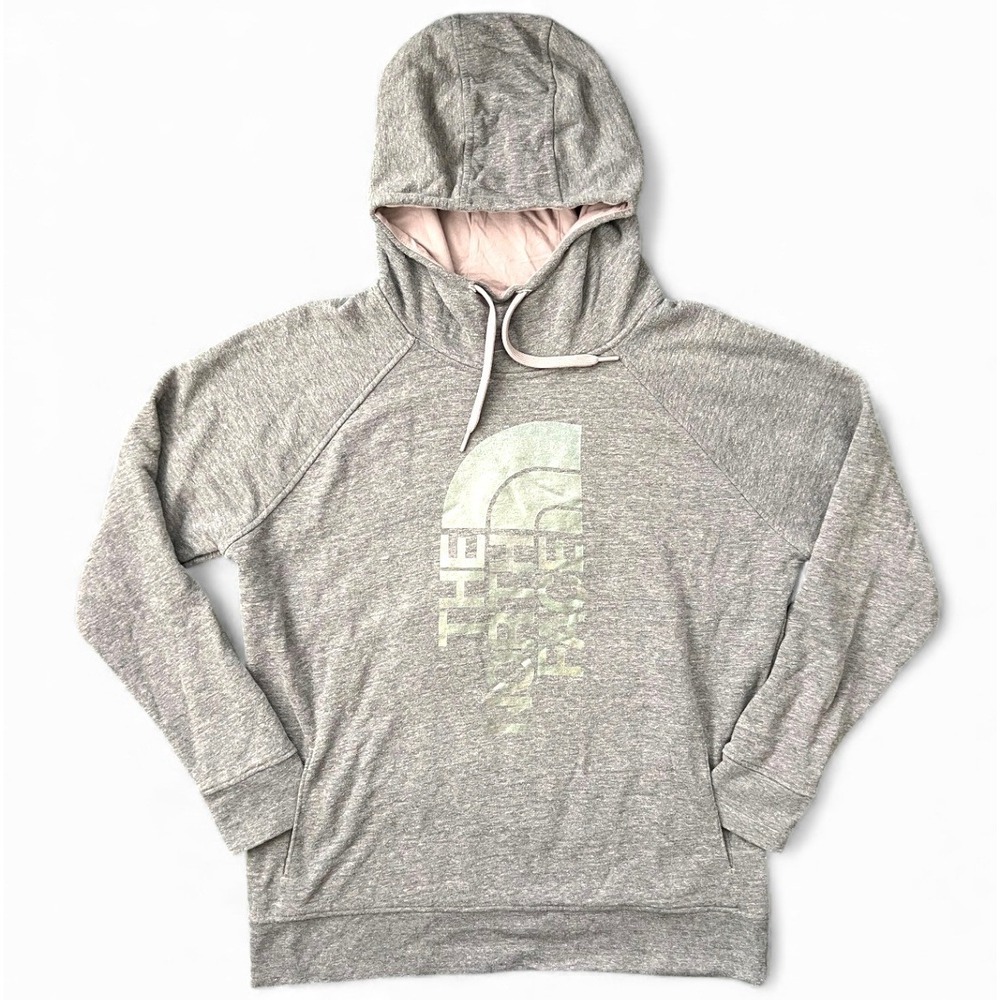 The North Face Gray Hoodie Logo Pullover Sweatshirt Sweater Womens XXL 2XL